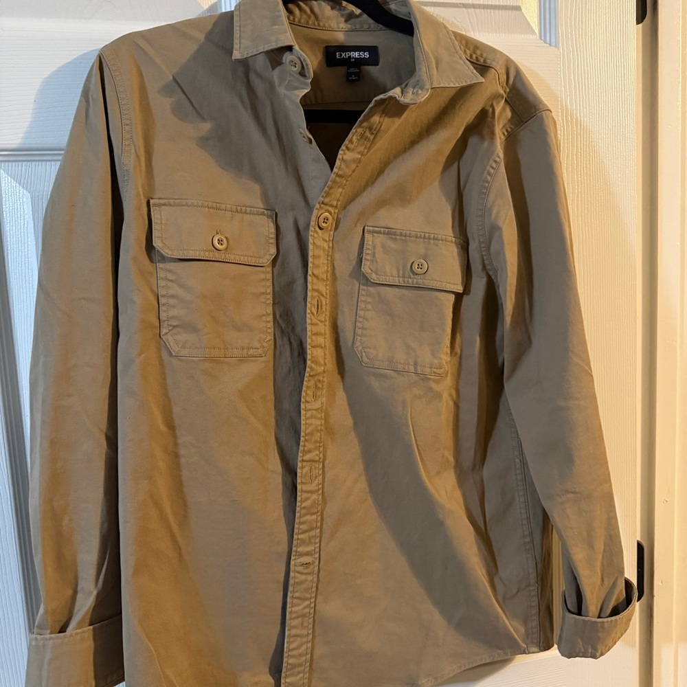 Express Khaki Long-Sleeve Shirt